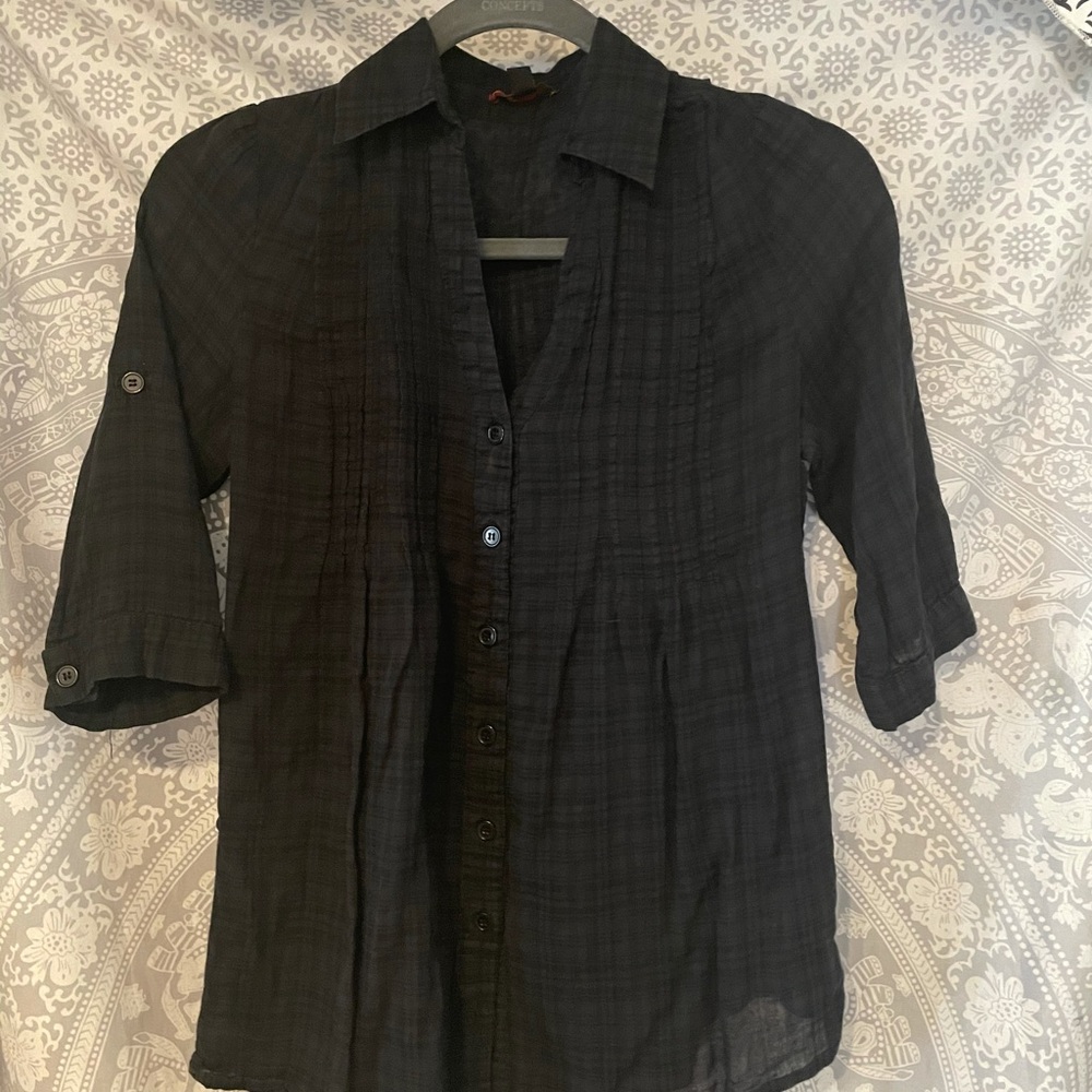 Collar Shirt Black Button Down